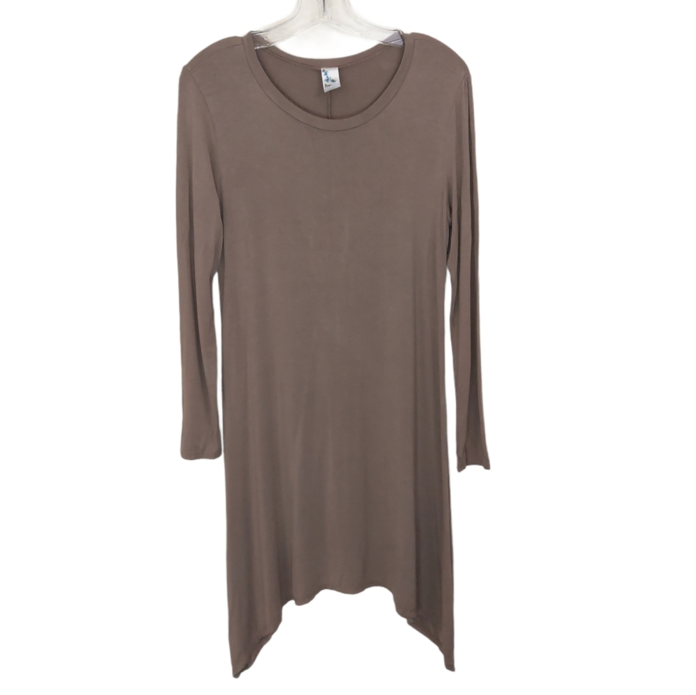 Brenda's U.S.A Taupe Shark Bite Hem Midi Dress M